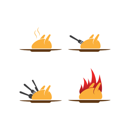Illustration of chicken meat food logo templateのイラスト素材