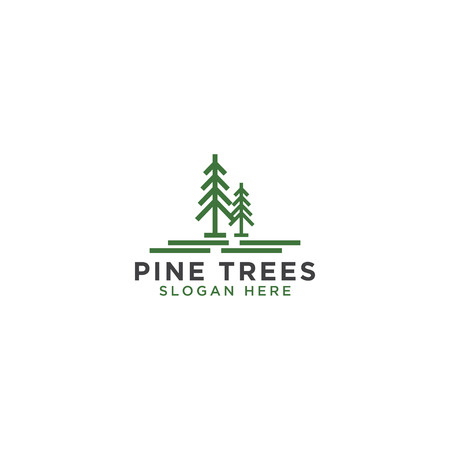 Illustration of pine tree line art icon design templateのイラスト素材
