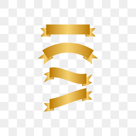 Illustration of golden ribbon template set vectorのイラスト素材