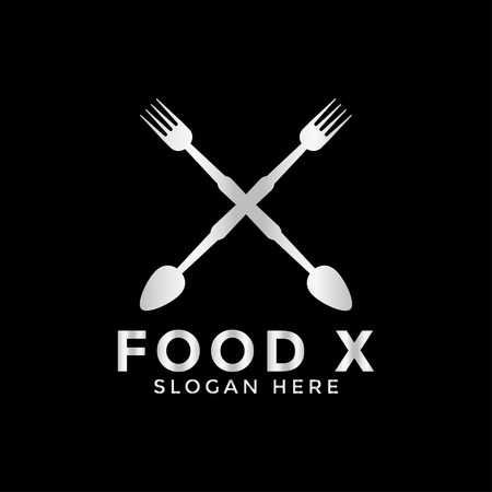 Food x spoon fork logo icon design template vectorのイラスト素材