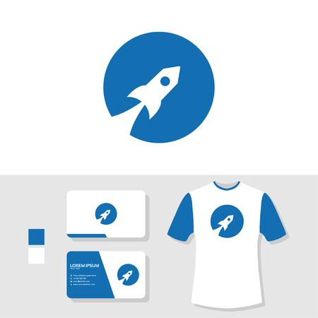 Rocket launch logo with business card and t shirt mockupのイラスト素材