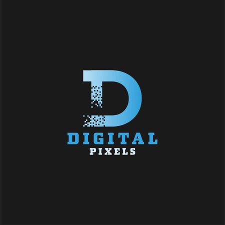Digital letter d pixel logo design templateのイラスト素材