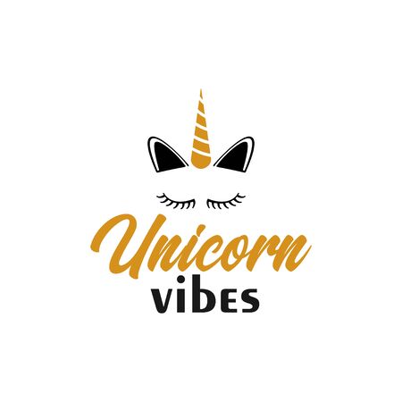 Unicorn quote lettering typography. Unicorn vibesのイラスト素材