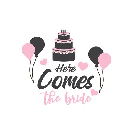 Here comes the bride quote typographyのイラスト素材