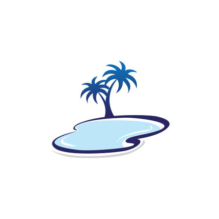 Palm tree and pond icon design template illustrationのイラスト素材