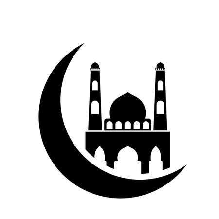 Illustration pour Crescent moon mosque icon design template - image libre de droit