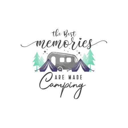 The best memories are made camping lettering typographyのイラスト素材