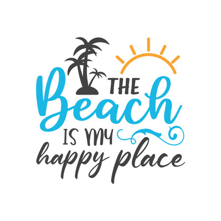 The beach is my happy place lettering typographyのイラスト素材