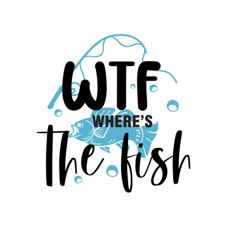 Wtf where's the fish lettering typography designのイラスト素材