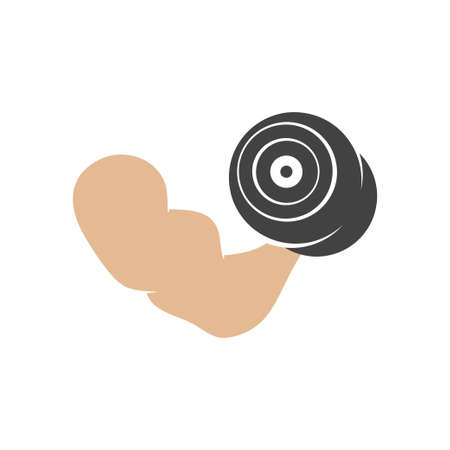 Arm holding barbell icon design template vectorのイラスト素材