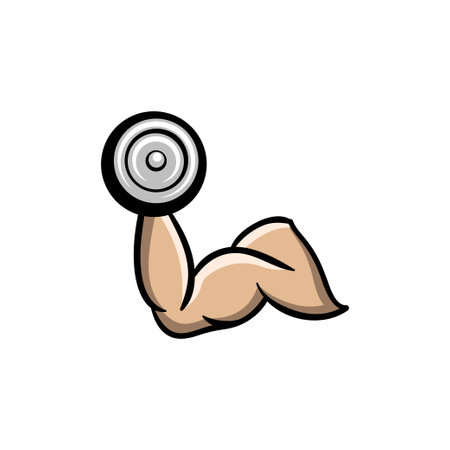 Arm holding barbell icon design template vectorのイラスト素材
