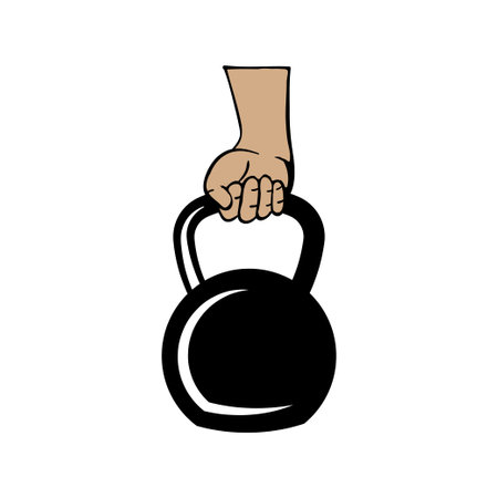 Arm holding kettlebell icon design template vectorのイラスト素材
