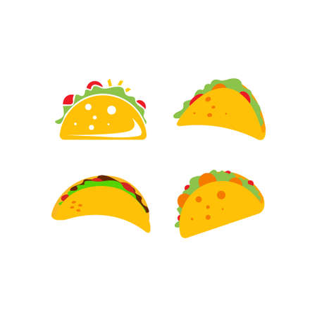Taco icon design set bundle template isolatedのイラスト素材