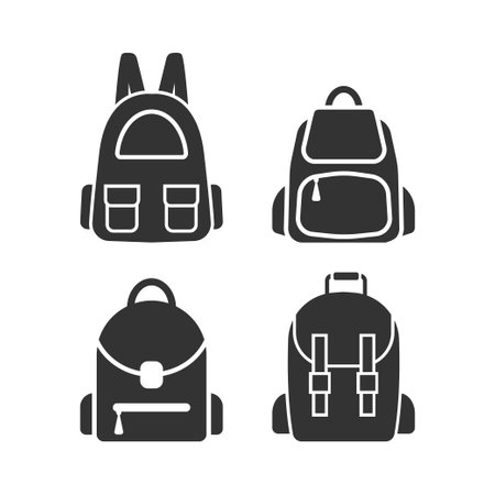 School bag icon design set bundle template isolatedのイラスト素材