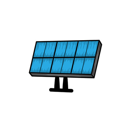Solar panel hand drawn illustration clipart icon