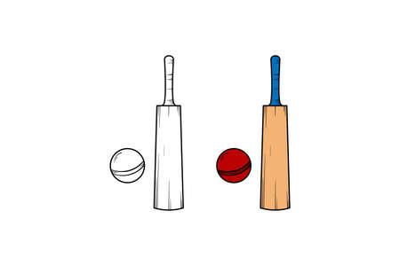 Cricket hand drawn illustration sketch and colorのイラスト素材