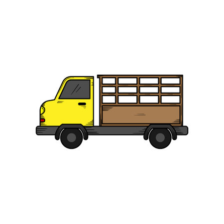 Farmer truck hand drawn illustration design template isolatedのイラスト素材