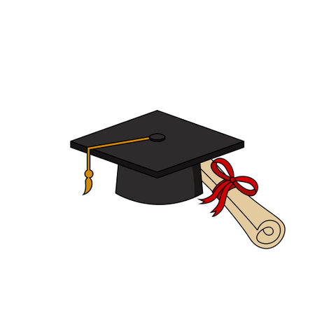 Graduation cap certificate icon illustration design templateのイラスト素材