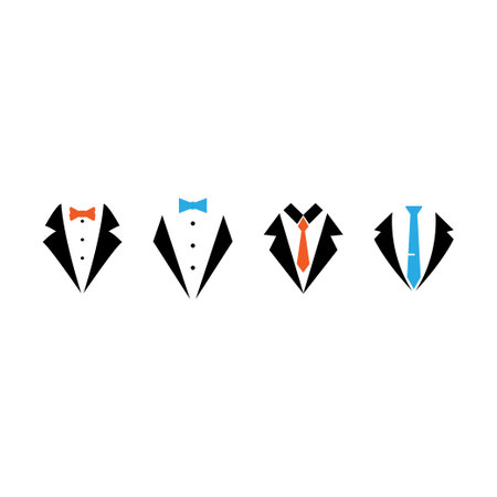 Tuxedo suit icon set design templateのイラスト素材