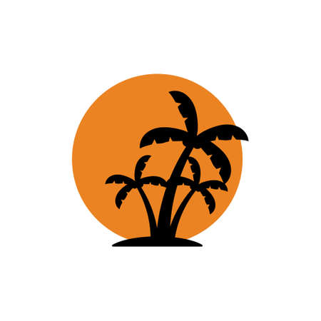 Palm tree sunset icon design template isolated illustrationのイラスト素材