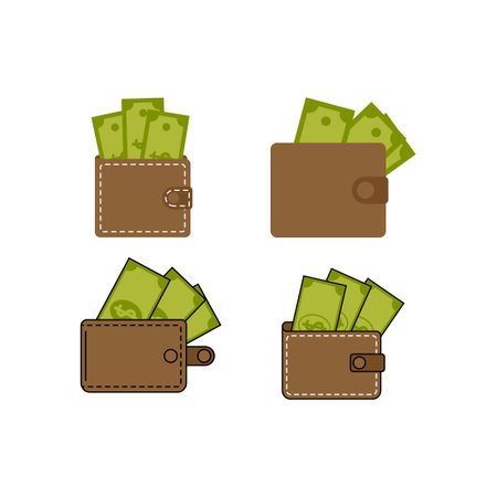 Money wallet icon set design template illustration isolatedのイラスト素材