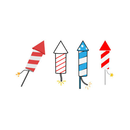 Firecracker icon set design template vector illustration isolatedのイラスト素材
