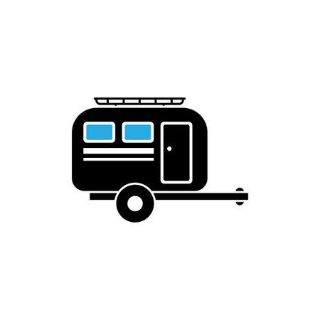 Camper van trailer icon design template vector isolated illustrationのイラスト素材