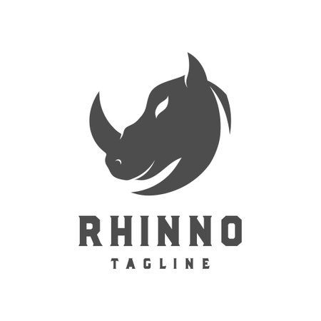 Rhinoceros animal logo design template vector isolated illustrationのイラスト素材