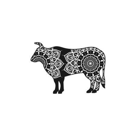 Cow animal mandala design illustration vectorのイラスト素材