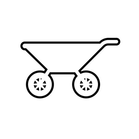 Wheelbarrow outline icon design template vector isolatedのイラスト素材