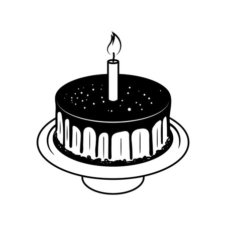 Birthday cake line art illustration icon design template vector