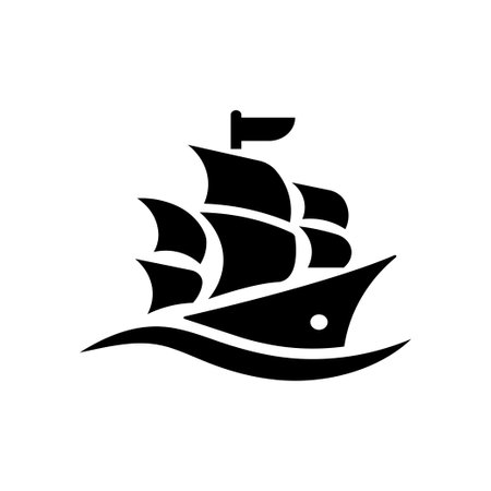 Ship icon design silhouette template illustrationのイラスト素材