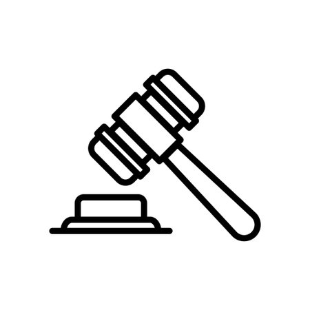 Court gavel icon line design template isolated illustrationのイラスト素材
