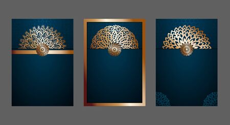 set A4 cover mandala background with golden arabesque pattern arabic islamic east style.decorative mandala for print, poster, cover, brochure, flyer, banner.vectorのイラスト素材