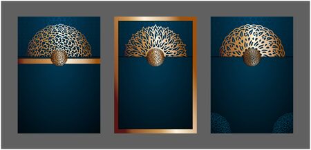 collection A4 cover mandala background with golden arabesque pattern arabic islamic east style.decorative mandala for print, poster, cover, brochure, flyer, banner.vectorのイラスト素材