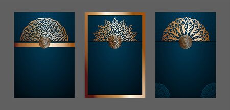 pack A4 cover mandala background with golden arabesque pattern arabic islamic east style.decorative mandala for print, poster, cover, brochure, flyer, banner.vectorのイラスト素材