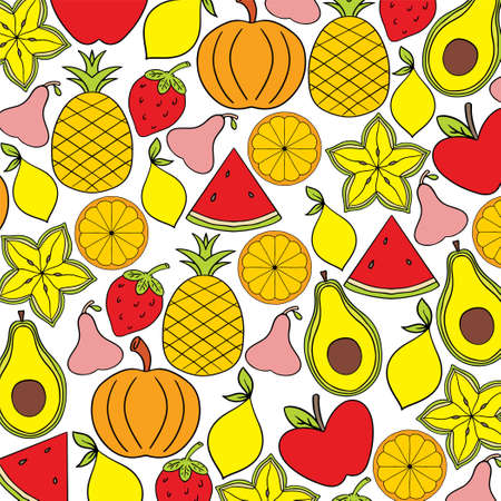vector pattern design fruit with several types.のイラスト素材
