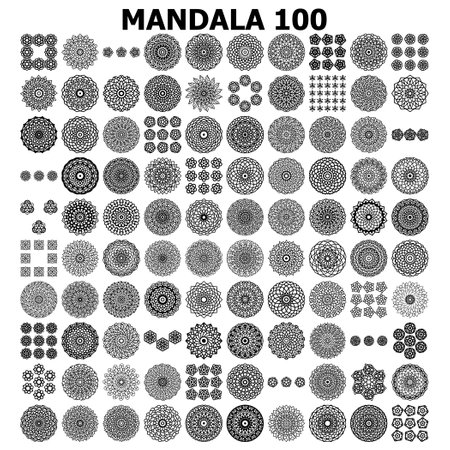 Mandala art design set on whiteのイラスト素材