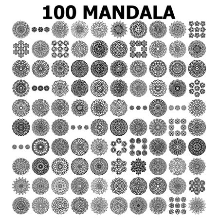 Mandala art design set on whiteのイラスト素材