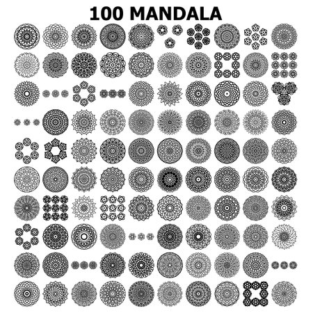 Mandala art design set on whiteのイラスト素材