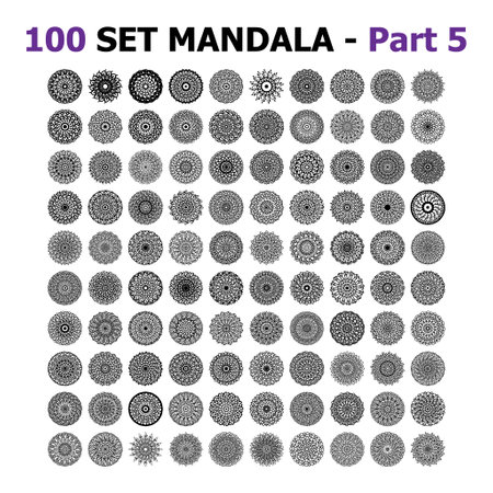 Mandala art design set on whiteのイラスト素材