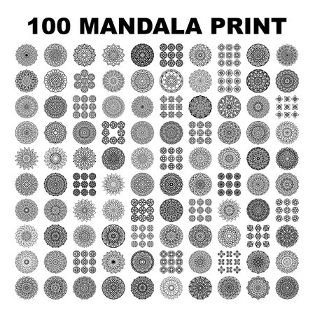 Mandala art design set on whiteのイラスト素材