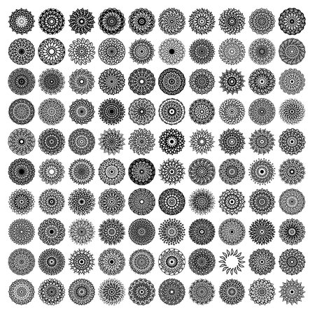 Mandala art in monochrome on whiteのイラスト素材