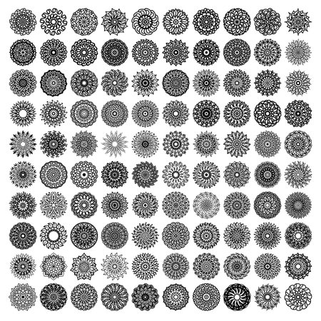 Mandala art in monochrome on whiteのイラスト素材