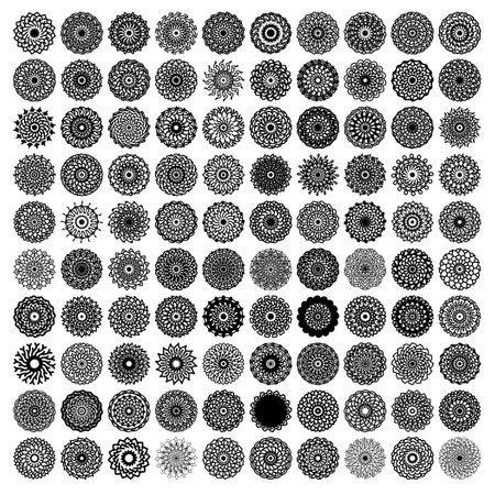 Mandala art in monochrome on whiteのイラスト素材