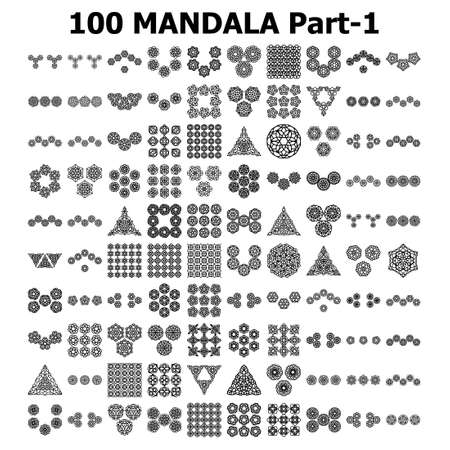 Various Pattern collections - 100. Mandala pattern set.のイラスト素材