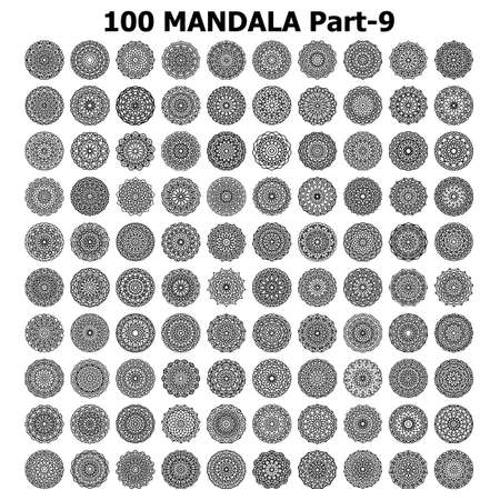 Various Pattern collections - 100. Mandala pattern set. Doodles freehandのイラスト素材