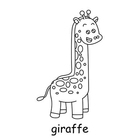 children coloring on the theme of animal vector, giraffe outline artのイラスト素材
