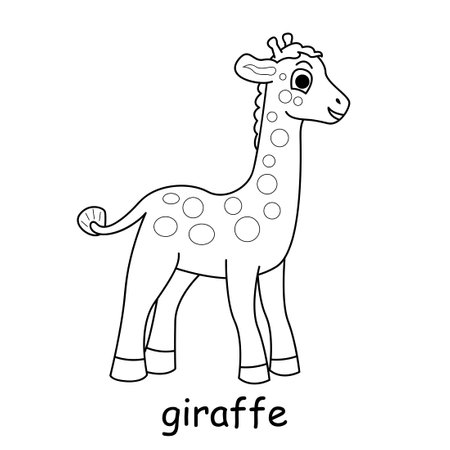 children coloring on the theme of animal vector, giraffeのイラスト素材