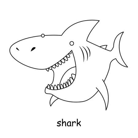 children coloring on the theme of animal vector, sharkのイラスト素材